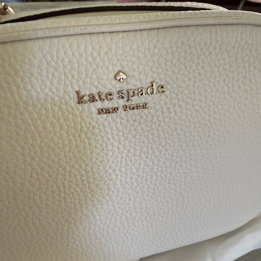 kate spade White Pebbled Leather Camera Crossbody with Gold Hardware - Picture 2 of 9